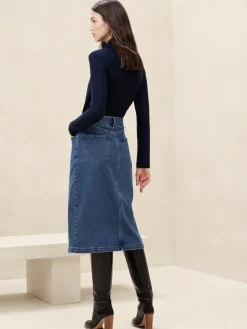 Denim Knee-Length Skirt