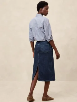 Denim Midi Pencil Skirt