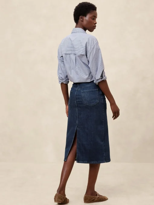 Denim Midi Pencil Skirt