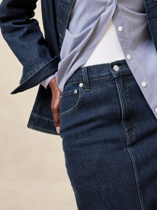 Denim Midi Pencil Skirt