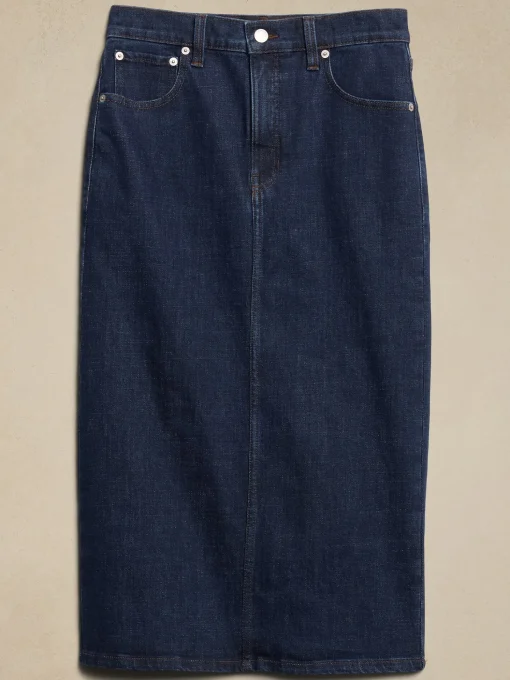 Denim Midi Pencil Skirt