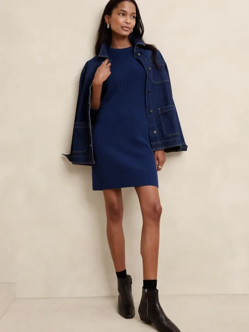 Dolman-Sleeve Mini Sweater Dress