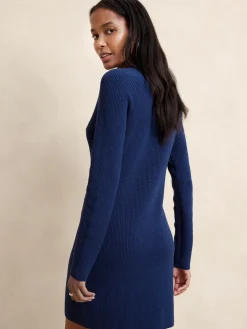 Dolman-Sleeve Mini Sweater Dress