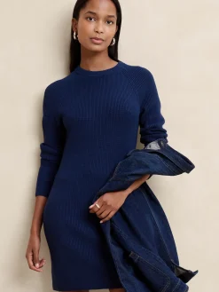 Dolman-Sleeve Mini Sweater Dress