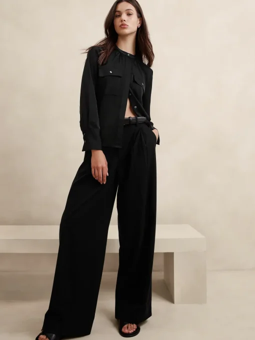 Double Pocket Shirred Blouse