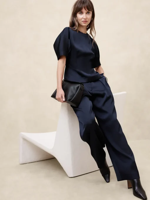 Double Satin Seamed Blouse