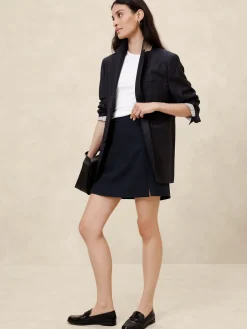 Double Weave Slit Mini Skirt