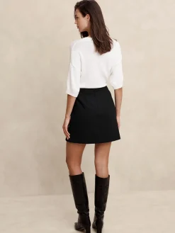 Double Weave Slit Mini Skirt