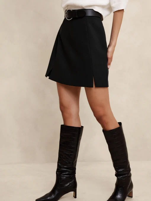 Double Weave Slit Mini Skirt