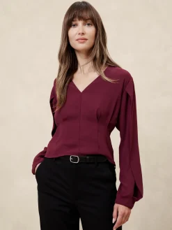 Draped-Sleeve Top