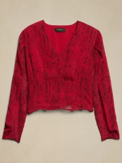 Draped-Sleeve Top