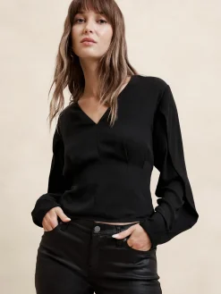 Draped-Sleeve Top