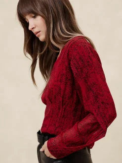 Draped-Sleeve Top
