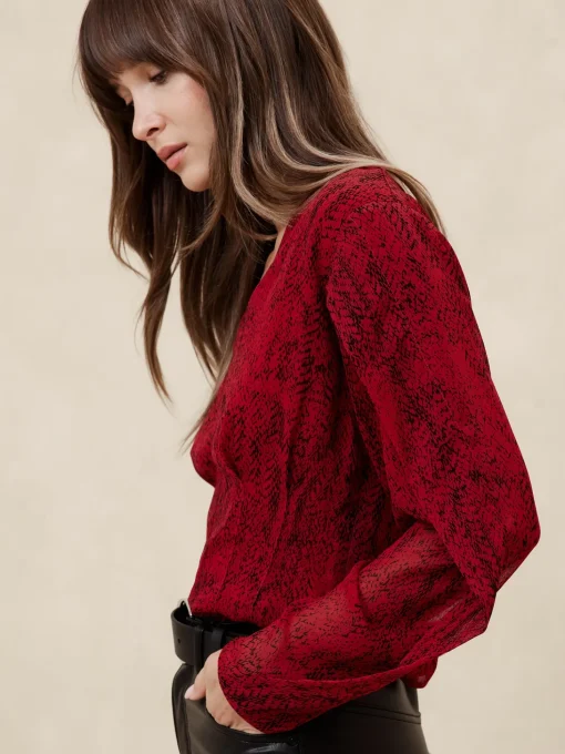 Draped-Sleeve Top