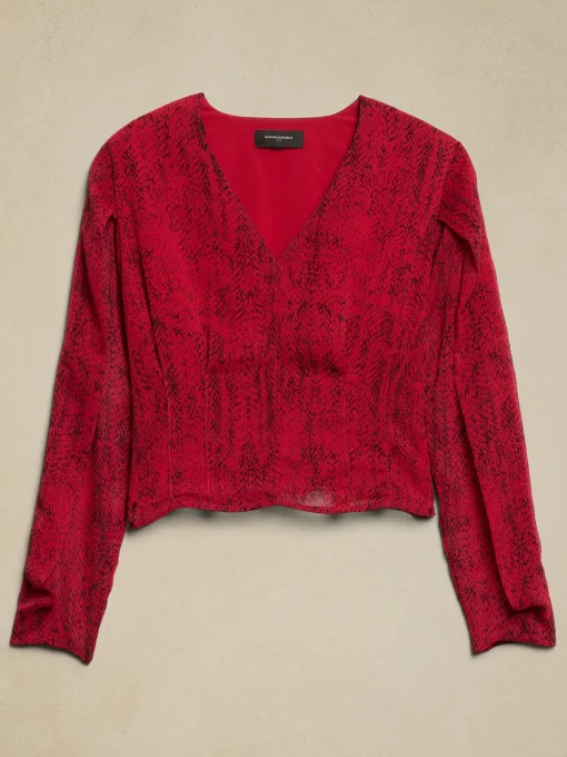 Draped-Sleeve Top