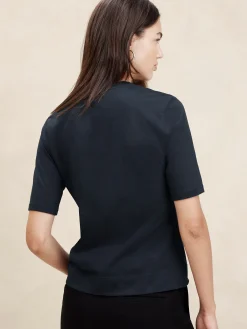 Elbow-Sleeve Cotton Henley