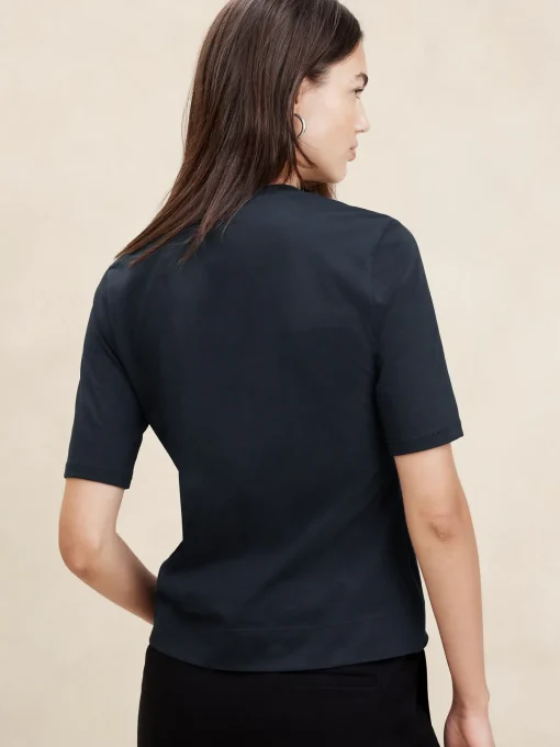 Elbow-Sleeve Cotton Henley
