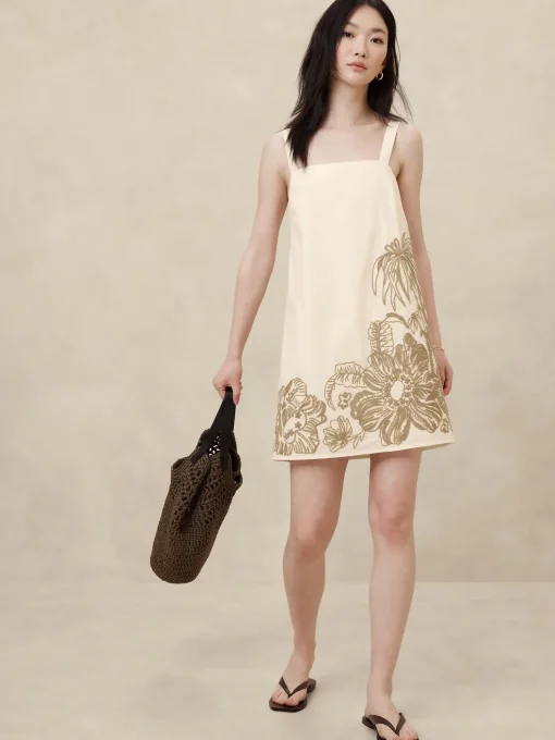 Embroidered Mini Shift Dress
