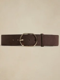Faux Suede Oval Buckle Belt