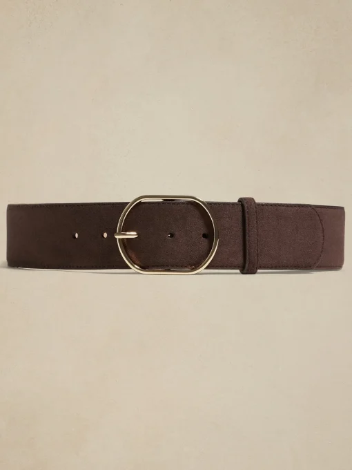 Faux Suede Oval Buckle Belt