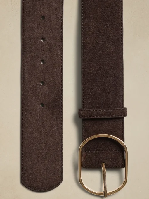 Faux Suede Oval Buckle Belt