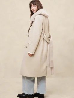 Fur Collar Tie-Waist Coat