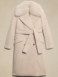 Fur Collar Tie-Waist Coat