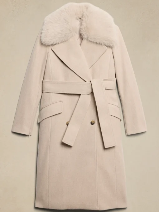 Fur Collar Tie-Waist Coat