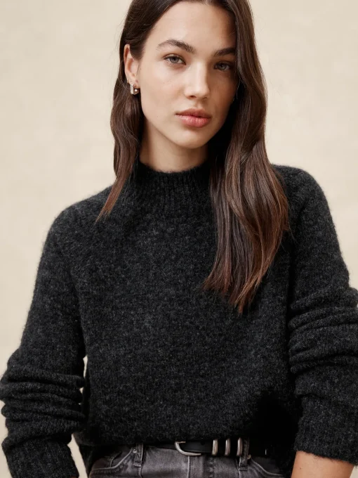 Fuzzy Mock-Neck Sweater