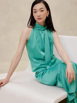 Halter Tie-Neck Blouse