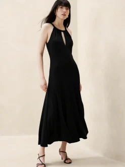 Halter-Neck Knit Maxi Dress