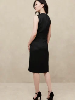 Hammered Satin Knee Length Dress