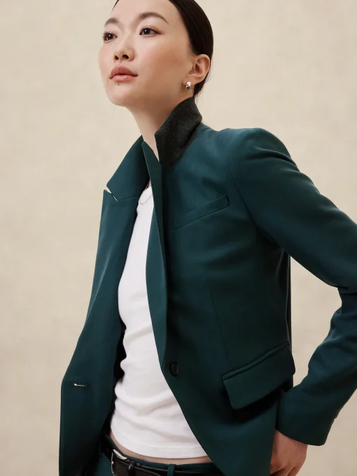 Herringbone Short Cutaway Blazer