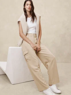 High-Rise Straight Twill Cargo Pant