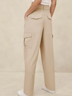High-Rise Straight Twill Cargo Pant