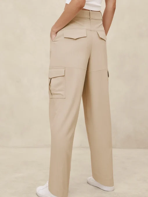High-Rise Straight Twill Cargo Pant