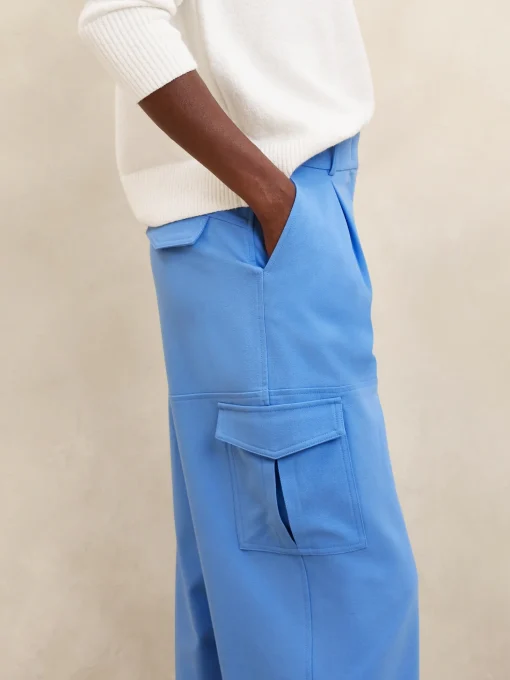 High-Rise Straight Twill Cargo Pant