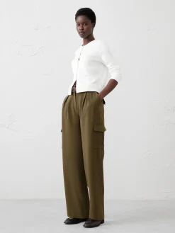 High-Rise Straight Twill Cargo Pant