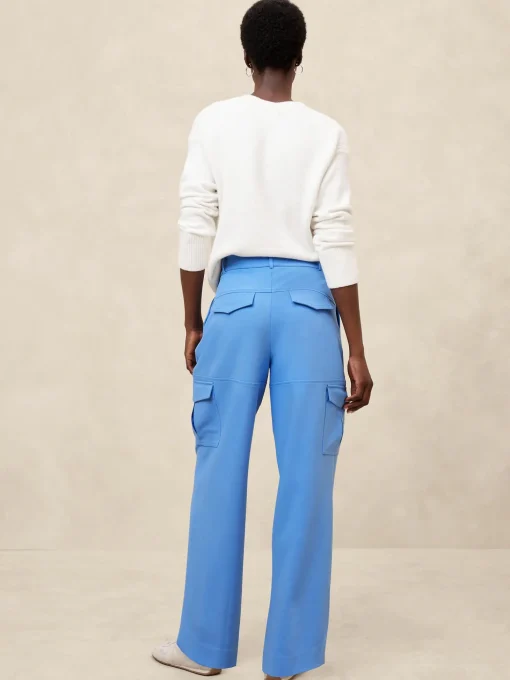 High-Rise Straight Twill Cargo Pant