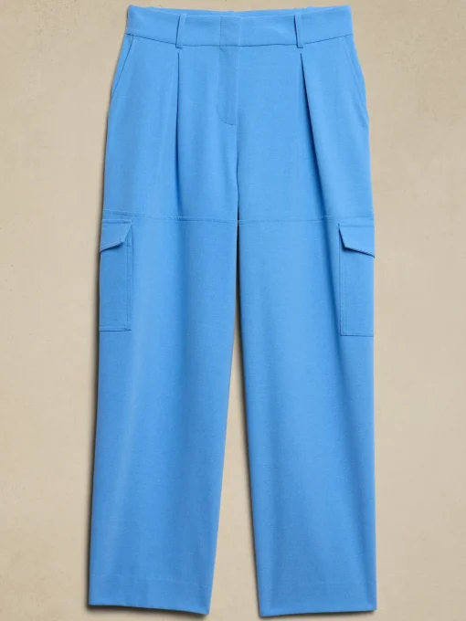 High-Rise Straight Twill Cargo Pant