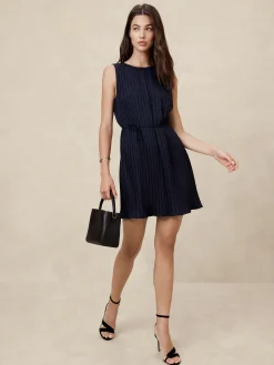 Jacquard Pleated Mini Dress