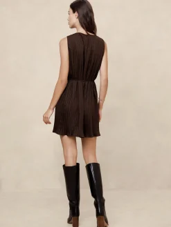 Jacquard Pleated Mini Dress