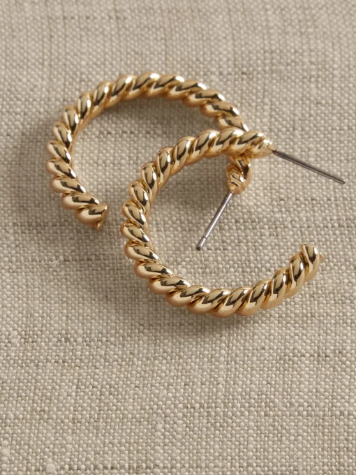 14K Gold Plated Croissant Hoop Earring