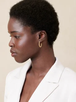 14K Gold Plated Croissant Hoop Earring
