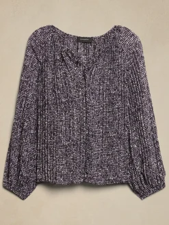 Keyhole Pleated Blouse