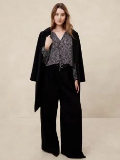 Keyhole Pleated Blouse