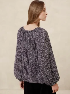 Keyhole Pleated Blouse