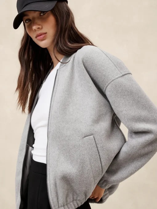 Knit Melton Bomber Jacket