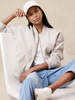 Knit Melton Bomber Jacket