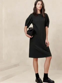 Lantern-Sleeve Knee-Length Dress
